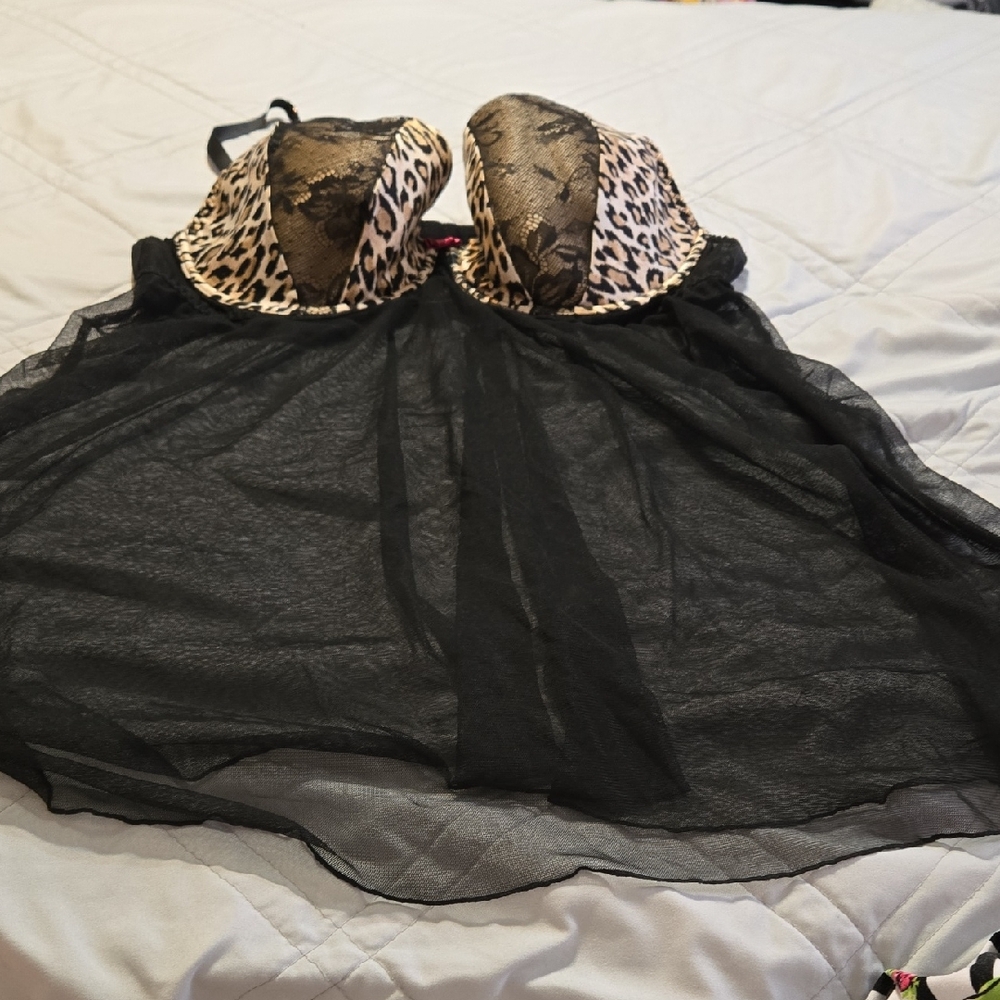 Cacique Black Mesh Lingerie